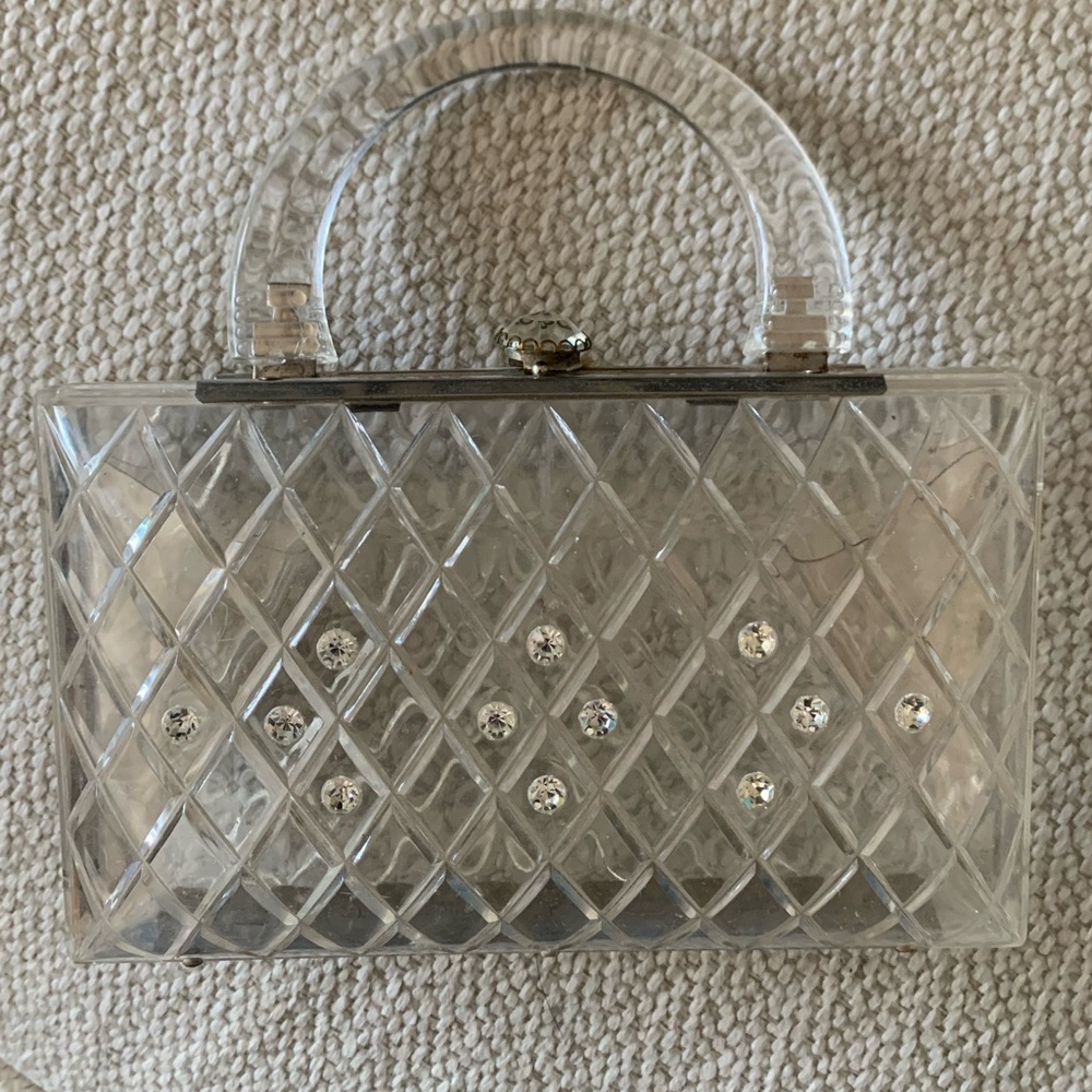 1950s Clear Lucite Mid Century Modern Purse-EUC💕
